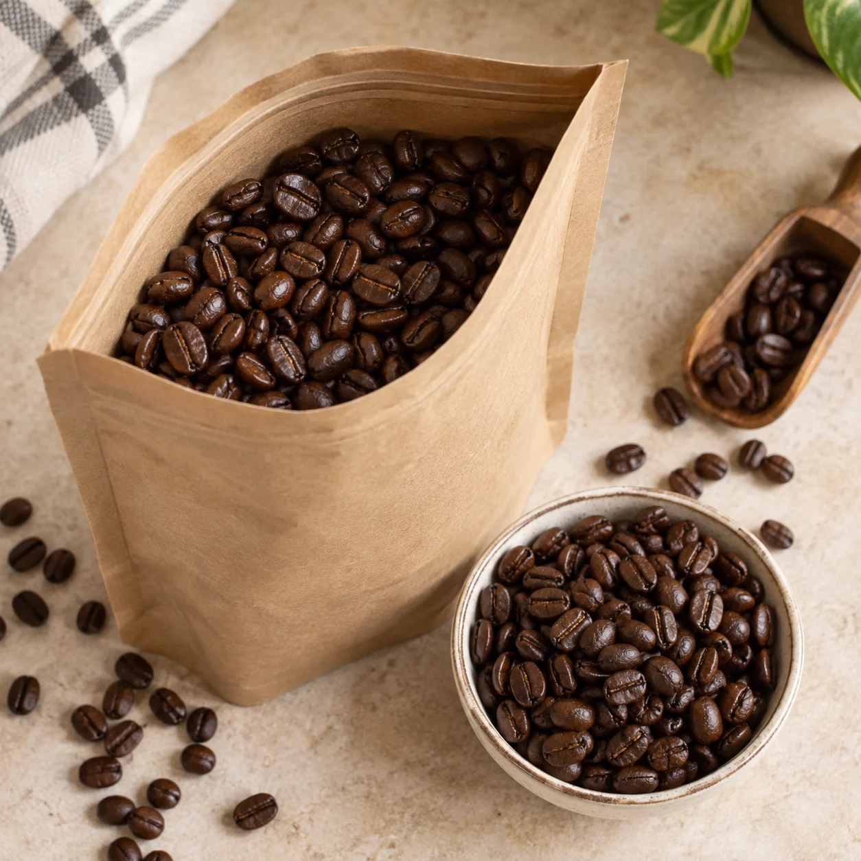Roasted coffee beans, 250 g — serving inspiration